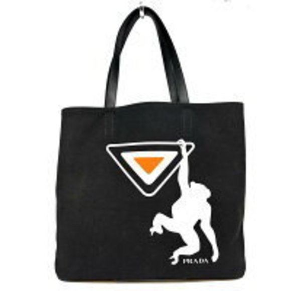 Prada Monkey Tote Bag Black Canvas Inner Pouch - Picture 1 of 6